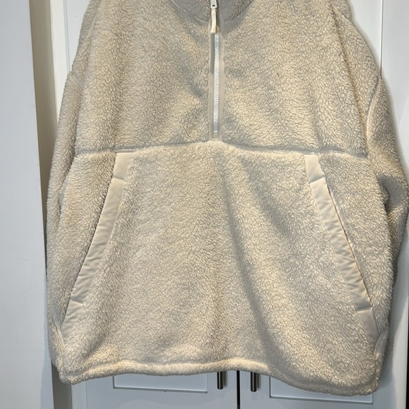 Roots Outdoors Cream Sherpa Quarter-Zip Pullover Size M - Picture 6 of 16